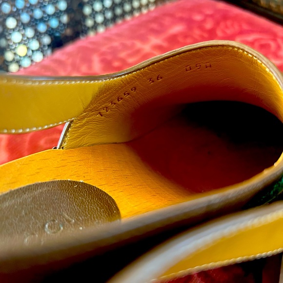 COPY - GUCCI HORSEBIT BROWN LEATHER MULES WITH ANKLE STRAP, GOLD STUDDED DETAIL - Picture 5 of 10